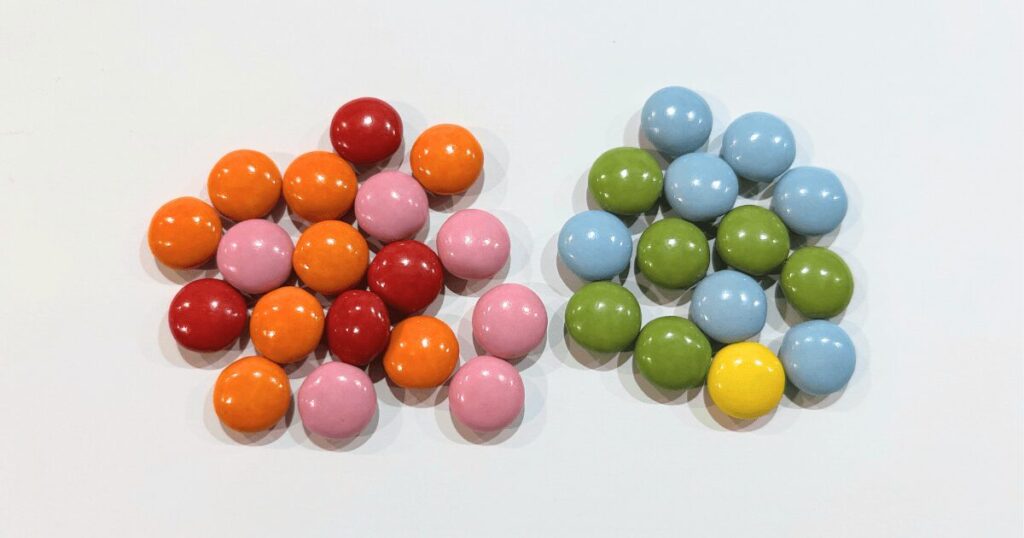 マーブルチョコ色分け